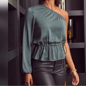 Cloth & Stone One-Shoulder Charcoal Blouse